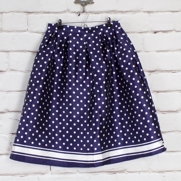 Dresses & Skirts - Blue White Polka Dot Skirt Size ~L
